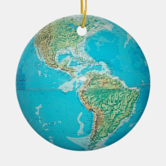 Earth Globe 1 & 2 Ceramic Tree Decoration (Front)