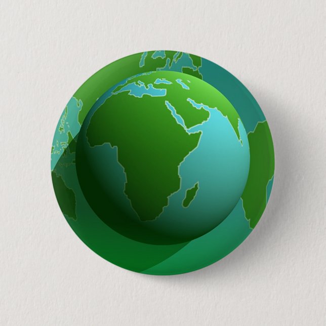 Earth Globe 6 Cm Round Badge (Front)