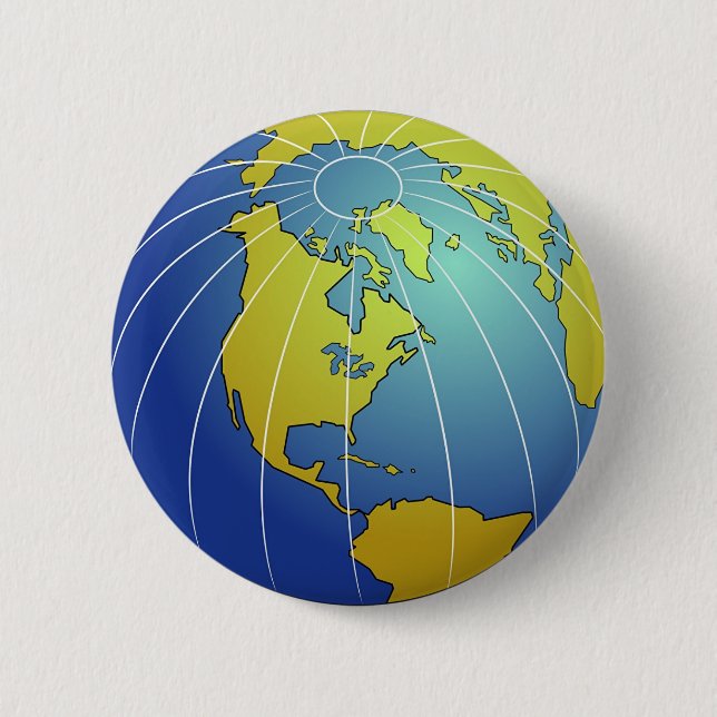 Earth Globe 6 Cm Round Badge (Front)