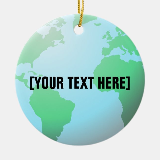 Earth Globe Background Custom Text Ceramic Tree Decoration (Front)