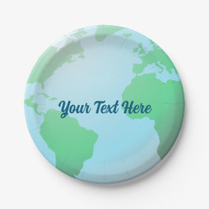 Earth Globe Background with any Text Paper Plate