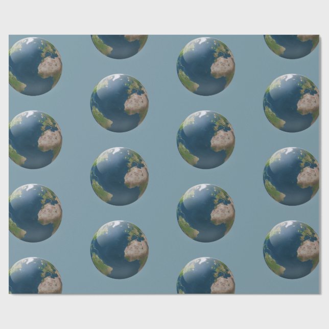 Earth globe customisable background wrapping paper (Flat)