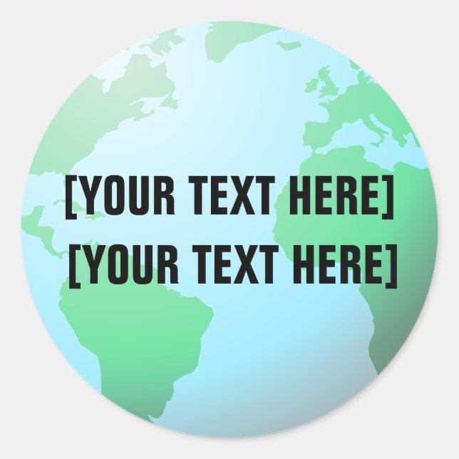 Earth Globe Map Add Text Classic Round Sticker (Front)