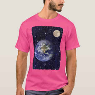 Earth Globe Moon Space Stars Astronomy T-Shirt