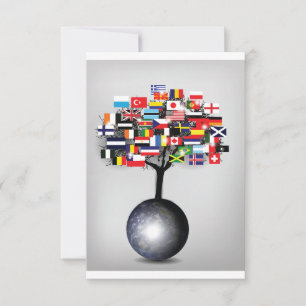 Earth Globe With Tree Flags Invitations