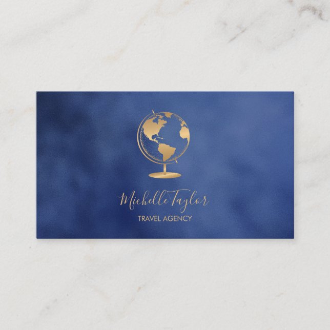 Earth Globe Word Map Travel Agency Agent QR code   Business Card (Front)