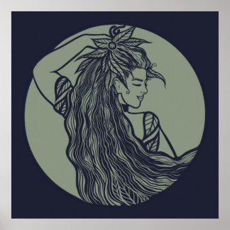 Earth Goddess Green Witch Pagan Druid Witches Poster