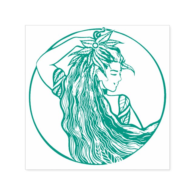 Earth Goddess Green Witch Pagan Druid Witches      Self-inking Stamp (Design)