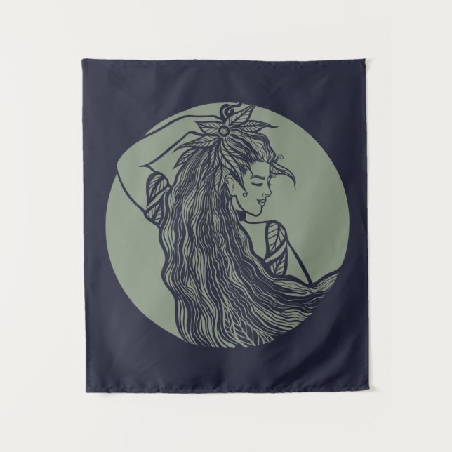 Earth Goddess Green Witch Pagan Druid Witches      Tapestry (Front)