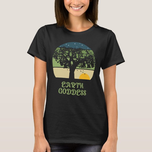 Earth Goddess Vintage Sunset T-Shirt (Front)