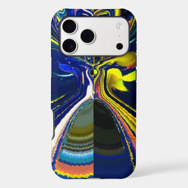 Earth Gold and Cool Blue Fluid Abstract Art Print (Back)