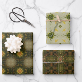 Earth green geometric pattern No4 Wrapping Paper Sheet