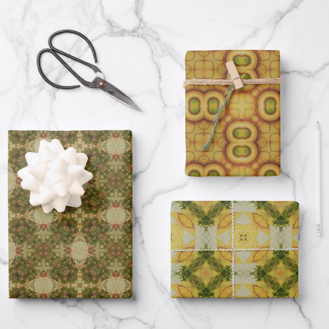 Earth green geometric pattern No5 Wrapping Paper Sheet (Front)