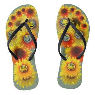 Earth Green Unisex Sunflower Flip Flops