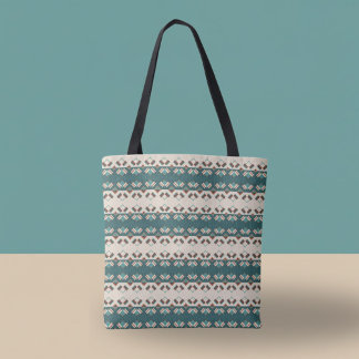 Earth Grid Teal and Brown Tote Bag
