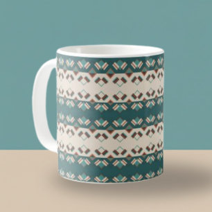 Earth Grid Teal and Brown Tote Coffee Mug