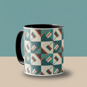 Earth Grid Teal and Brown Tote Mug