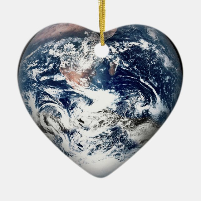 Earth Heart (Add Background Colour) Ceramic Tree Decoration (Front)