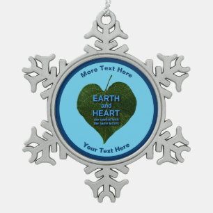 Earth - Heart Anagram Snowflake Pewter Christmas Ornament