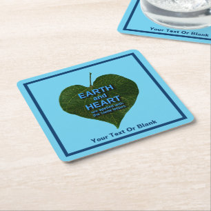 Earth - Heart Anagram Square Paper Coaster