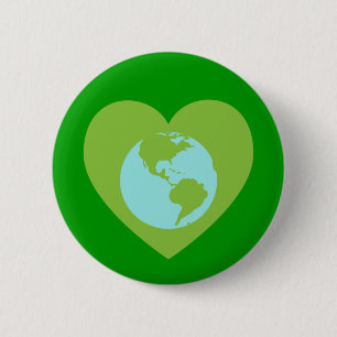 Earth Heart Green Button