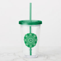 Earth Hexahedron Green Mandala Tumbler