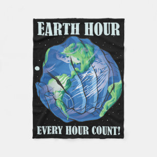 Earth Hour Every Hour Cont Save Our Planet Fleece Blanket