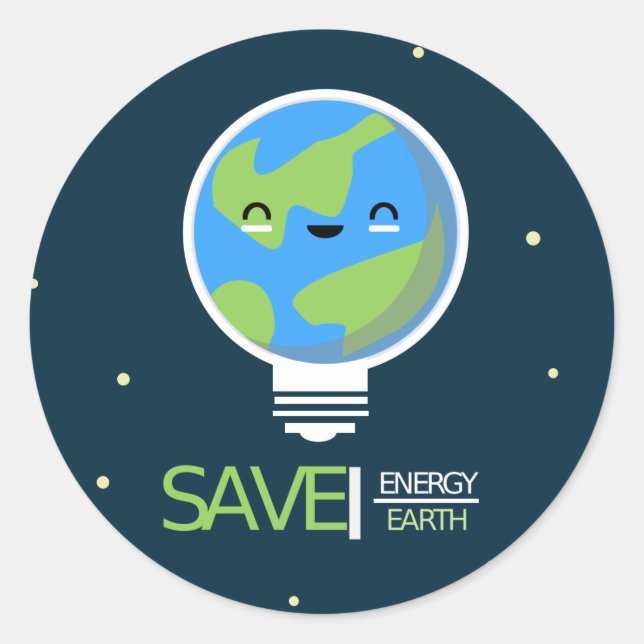 Earth Hour Save Energy Lightbulb Classic Round Sticker (Front)