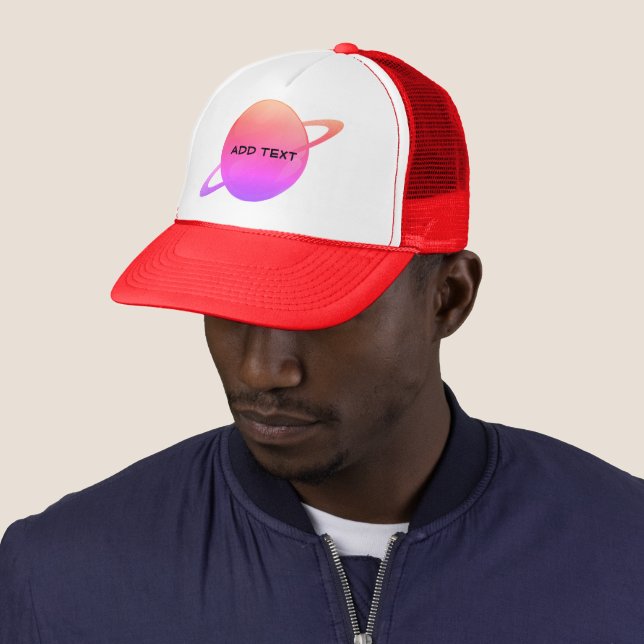 Earth Image Add Text Name Stylish Baseball-cap Trucker Hat (In Situ)