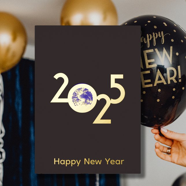 Earth in 2025  - minimalist design New Years Card (Creator Uploaded)