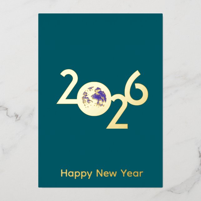 Earth in 2026  - minimalist design New Years Card (Front)