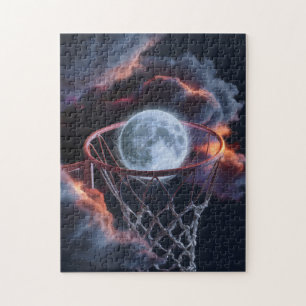 Earth in a basketball hoop. jigsaw puzzle