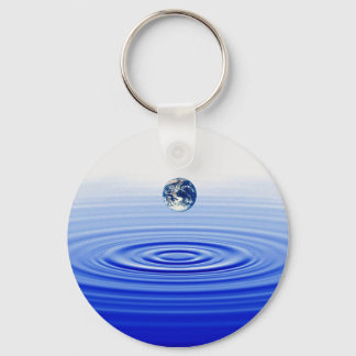 earth in a water drop key ring