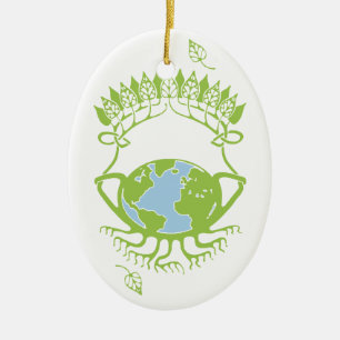 Earth in Art Nouveau Vines Ceramic Tree Decoration