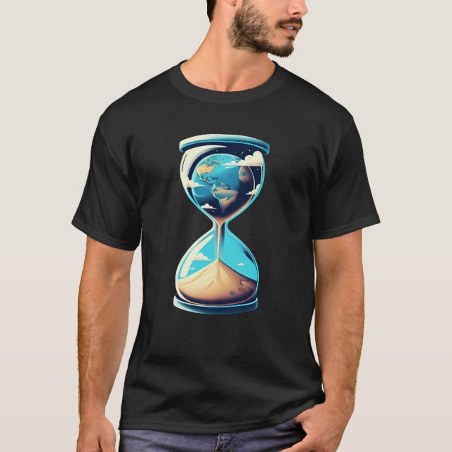 Earth in hourglass - environmental awareness T-Shirt (Front)
