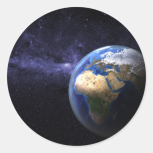 Earth in space classic round sticker