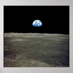 Earth in Space from the Moon Poster