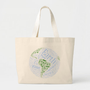 Earth in Tagxedo Large Tote Bag