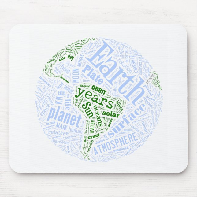 Earth in Tagxedo Mouse Mat (Front)