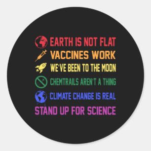 Earth Is Not Flat Vaccines Work Climate Change Ear Classic Round Sticker