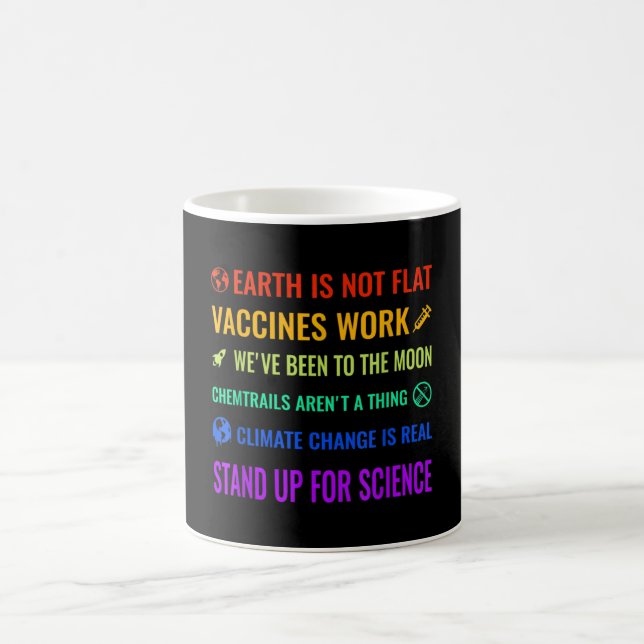 Earth is Not Flat Vaccines Work Funny science Coffee Mug (Center)