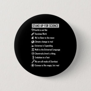Earth Is Not Flat Vaccines Work Funny Science Gift 6 Cm Round Badge