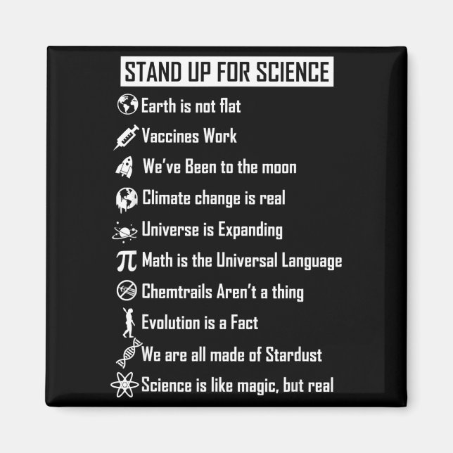 Earth Is Not Flat Vaccines Work Funny Science Gift Magnet (Front)