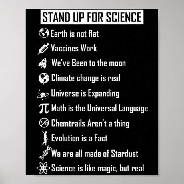Earth Is Not Flat Vaccines Work Funny Science Gift Poster (Front)
