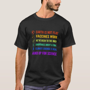 Earth is Not Flat Vaccines Work Moon science T-Shirt