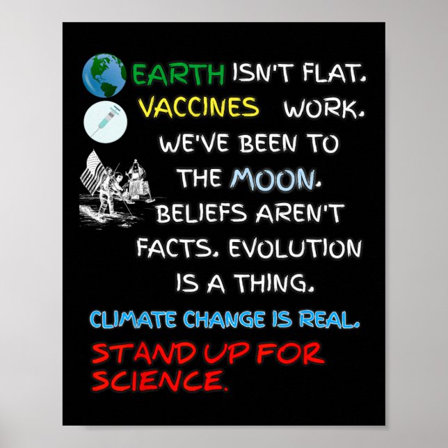 Earth Isn't Flat Stand Up For Science Real Earth D Poster (Front)