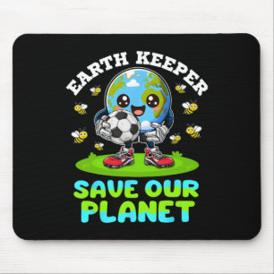 Earth Keeper Save Our Planet Earth Day Soccer Goal Mouse Mat