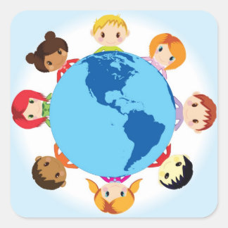 earth kids square sticker
