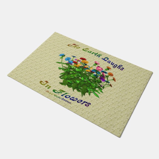 Earth Laughs In Flowers Inspirational Quote       Doormat (Angled)