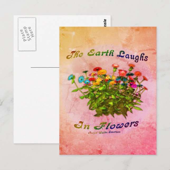 Earth Laughs In Flowers Inspirational Quote  Postcard (Front/Back)